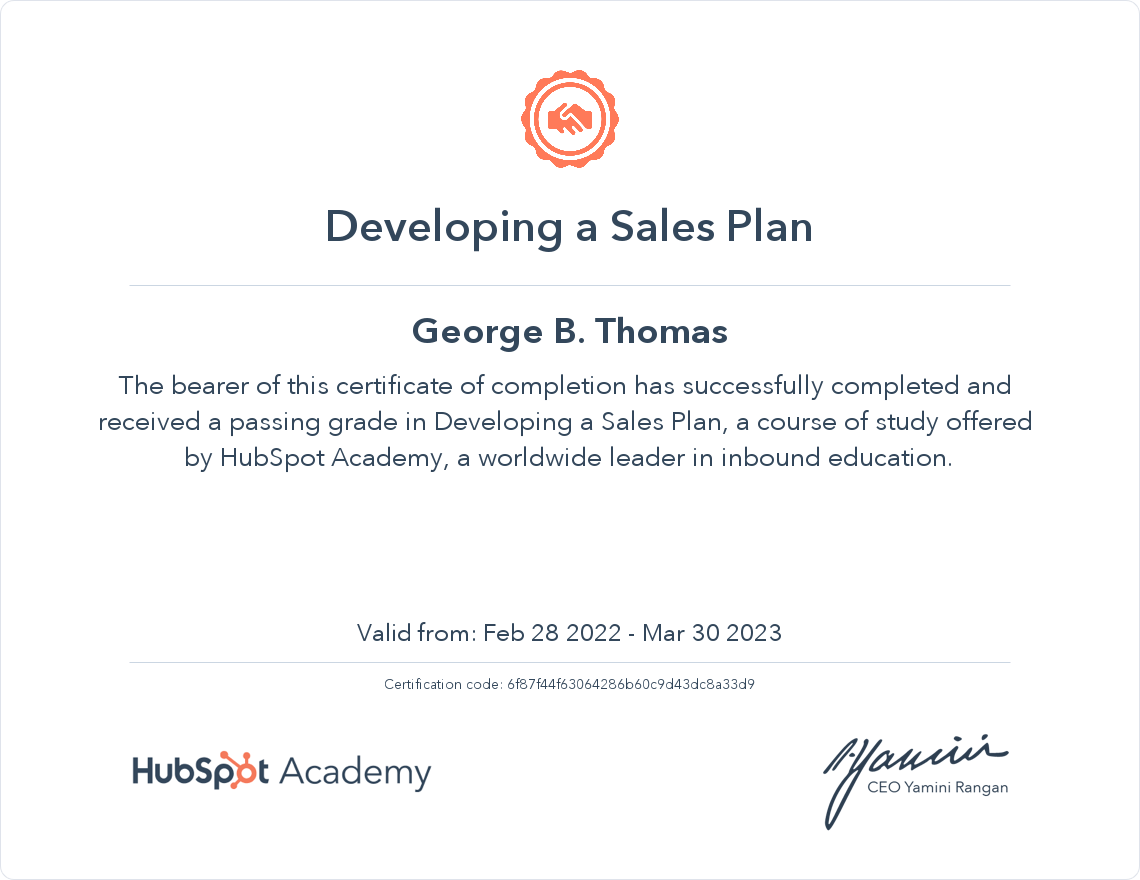 Developing a Sales Plan