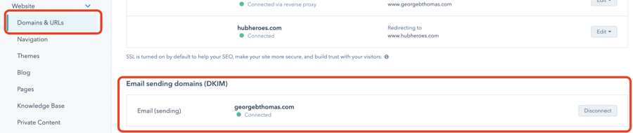 email sending domain setup in hubspot